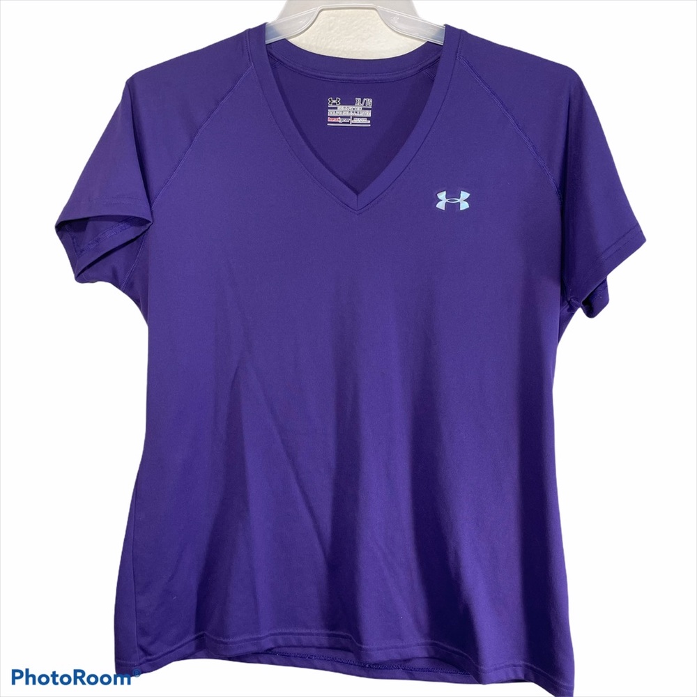 Under Armour Semi Fitted heat gear purple v neck